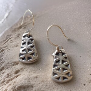 Handcrafted Fine Silver Dangle Earrings: Geometric Argentium Silver Ear Wires
