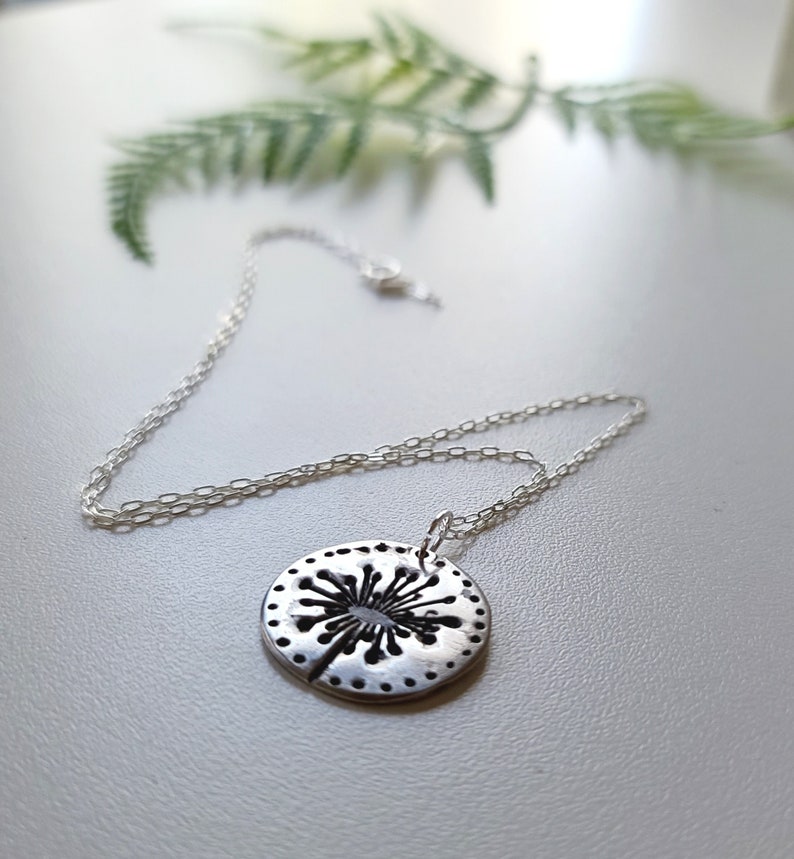 Dandelion Silver Necklace Pure Silver Pendant Fine Silver Etsy