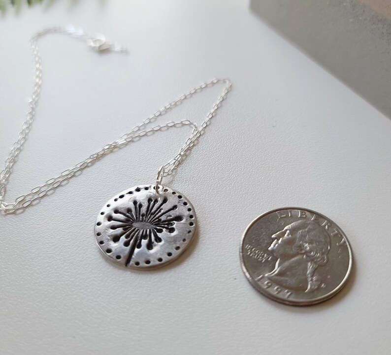 Dandelion Silver Necklace Pure Silver Pendant Fine Silver Etsy