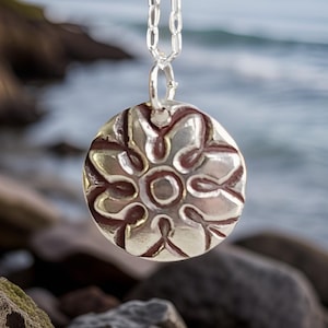 Flower, Silver Necklace , Pure Silver Pendant , Fine Silver .999 Silver, PMC jewelry , PMC necklace , metal clay, Precious Metal Clay
