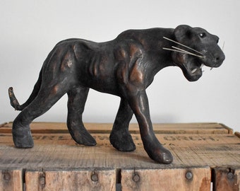 Antique Paper Mache Panther Figurine