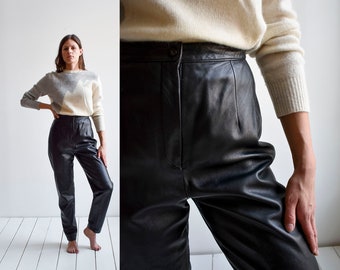 pantalon vintage en cuir noir