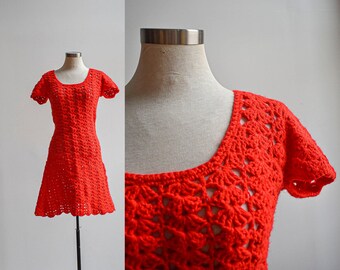 Red Crochet Dress | Etsy