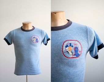 Vintage BSA Ringer Tshirt / Vintage Blue Ringers Tee/ 1980s Boy Scouts of America Tee / Vintage Scout Jamboree Tshirt / Virginia BSA Tee