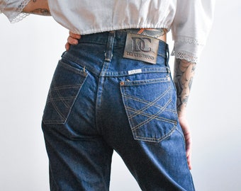 Vintage 1970s Jeans / Vintage Denim / Vintage Jeans  / Vintage Dark Wash Denim / Vintage Boot Cut Jeans 26x30 / Vintage Dee Cee Jeans 26