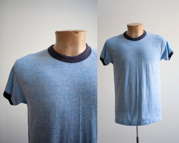 Vintage Russell Athletic Tee / 1970s Blank Ringer