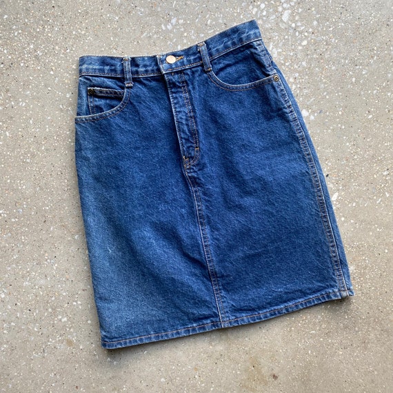 Vintage 80s Denim Skirt / Blue Denim Skirt / Vint… - image 1