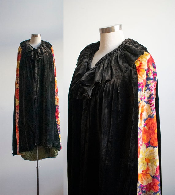 Antique Velvet Cape / Edwardian Opera Cape / 1920s