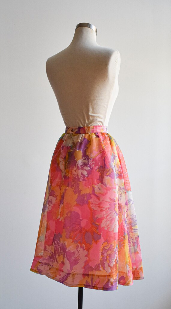 1950s Pink Floral Skirt - image 8