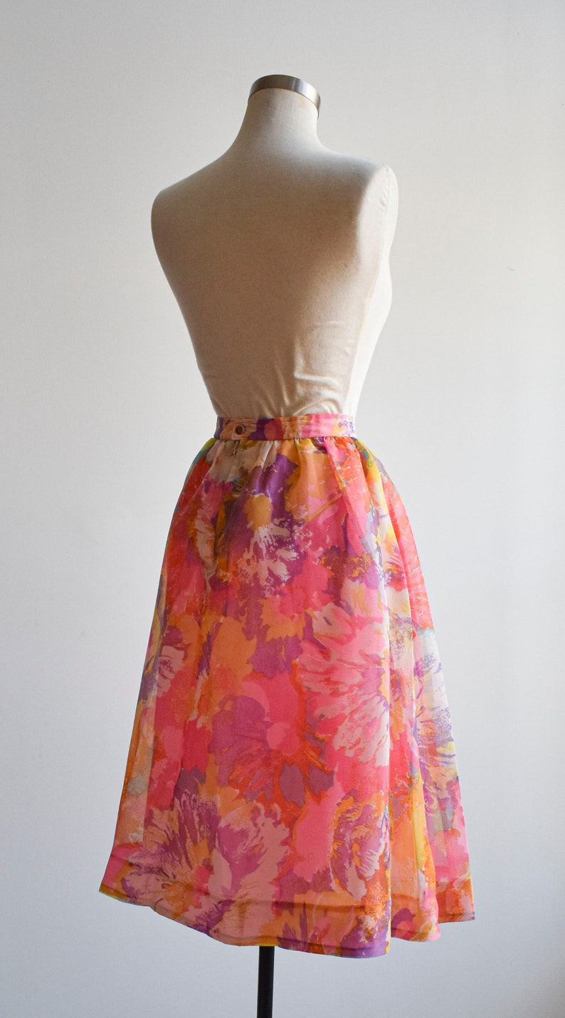 1950s Pink Floral Skirt image 8