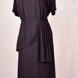 1940s Black Cocktail Dress with Sequin Bow Neckline image 5