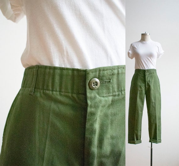 Vintage Olive Drab Military Slacks / Vintage Milit