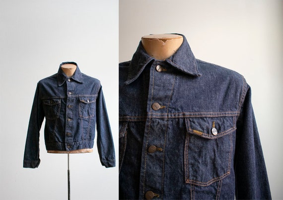 Vintage Sears Roebuck Denim Jacket / Dark Denim Ja
