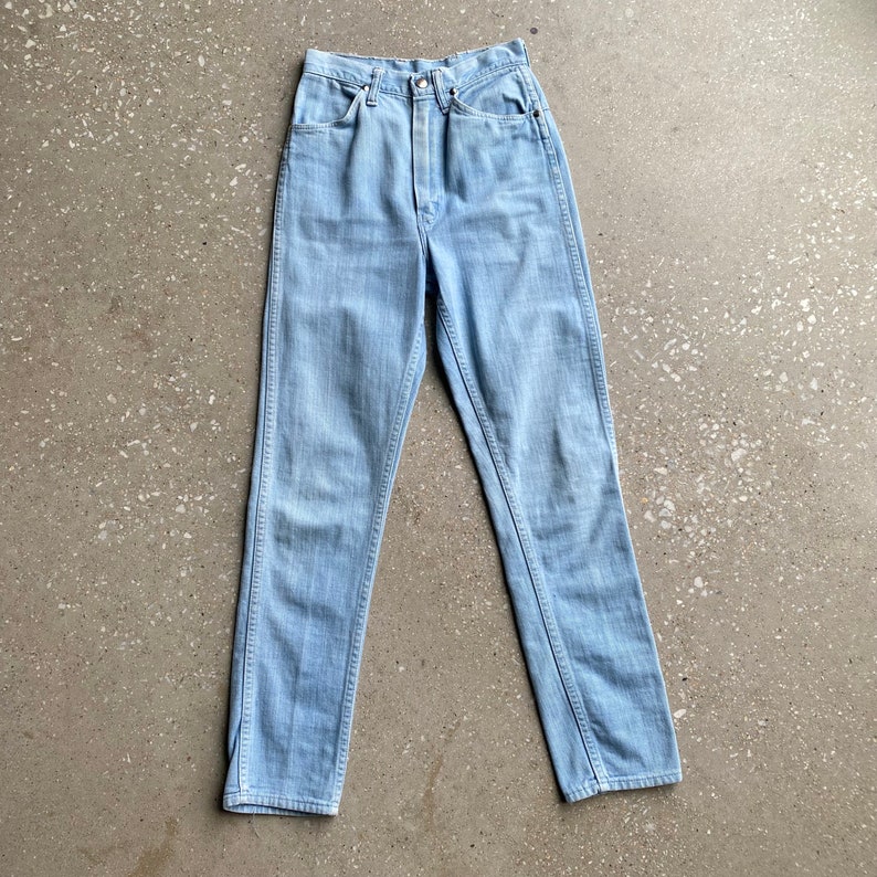 Vintage Tapered Leg Wrangler Jeans / Vintage 70s Wrangler Jeans / Light Wash Womens Jeans / Vintage Womens Wrangler Jeans XS image 1