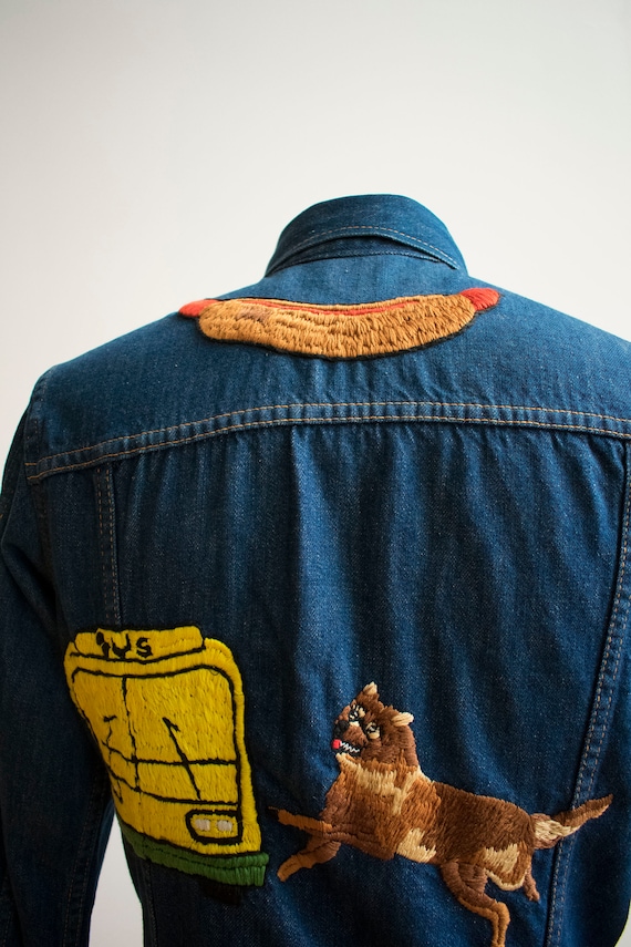 Vintage Denim Jacket / Vintage Embroidered Denim … - image 8