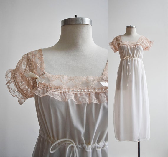 1970s Long White Lace Nightgown