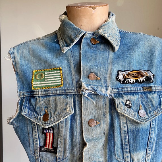 Vintage Wrangler Vest / Vintage Biker Vest / Vint… - image 2