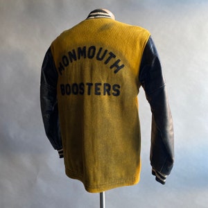 Vintage 1960s Varsity Jacket / Wool & Leather Varsity Jacket / Vintage Campus Letterman Jacket / Monmouth Boosters Varsity Jacket AS IS image 7