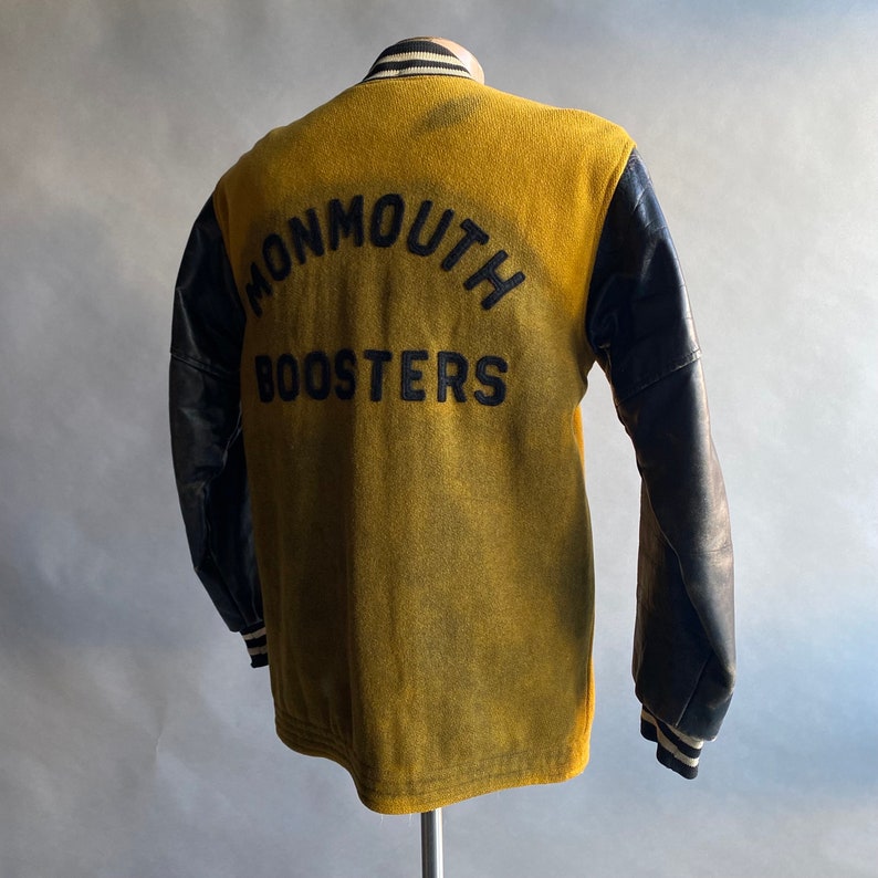 Vintage 1960s Varsity Jacket / Wool & Leather Varsity Jacket / Vintage Campus Letterman Jacket / Monmouth Boosters Varsity Jacket AS IS image 7