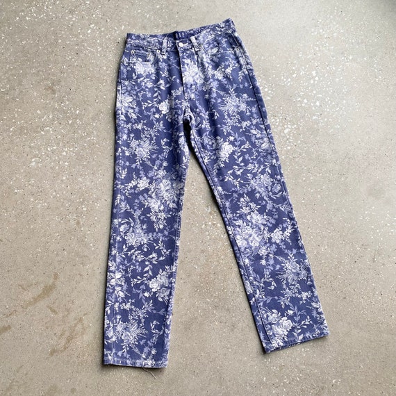 Vintage Blue Floral Jeans / 90s Gap Blue Jeans / F