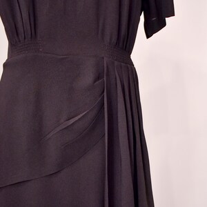 1940s Black Cocktail Dress with Sequin Bow Neckline image 6