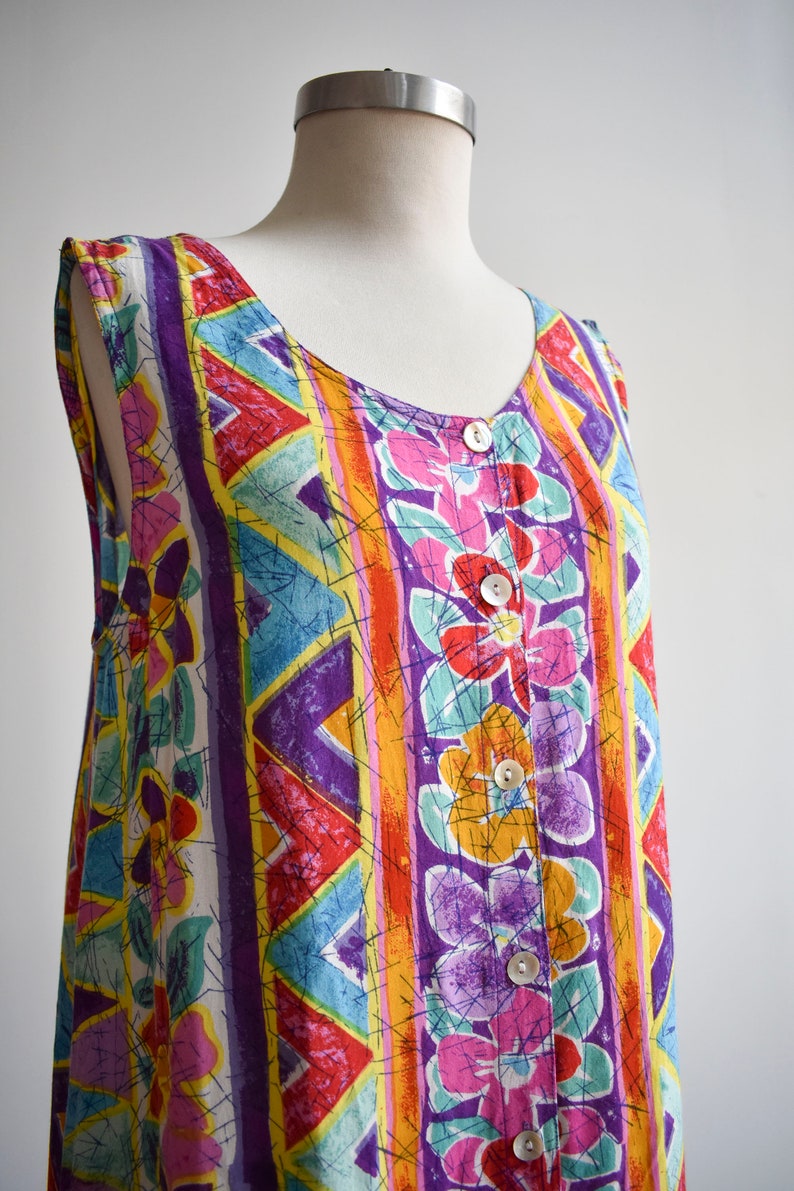1990s Floral & Abstract Long Summer Dress image 4