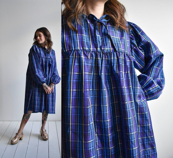 Vintage Plaid Smock Dress