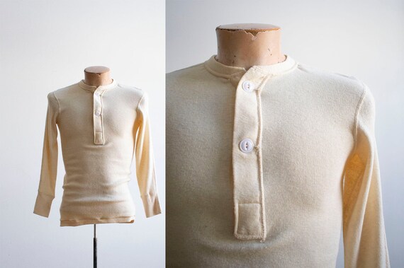 Vintage Military Henley Shirt / Vintage Longsleeve