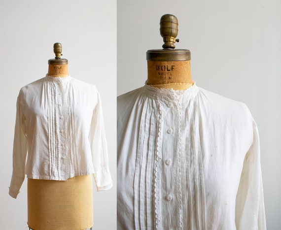 White Cotton Edwardian Blouse / Edwardian Lace blo