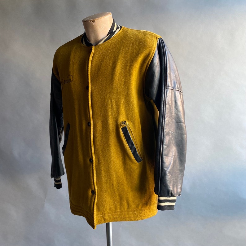 Vintage 1960s Varsity Jacket / Wool & Leather Varsity Jacket / Vintage Campus Letterman Jacket / Monmouth Boosters Varsity Jacket AS IS image 3