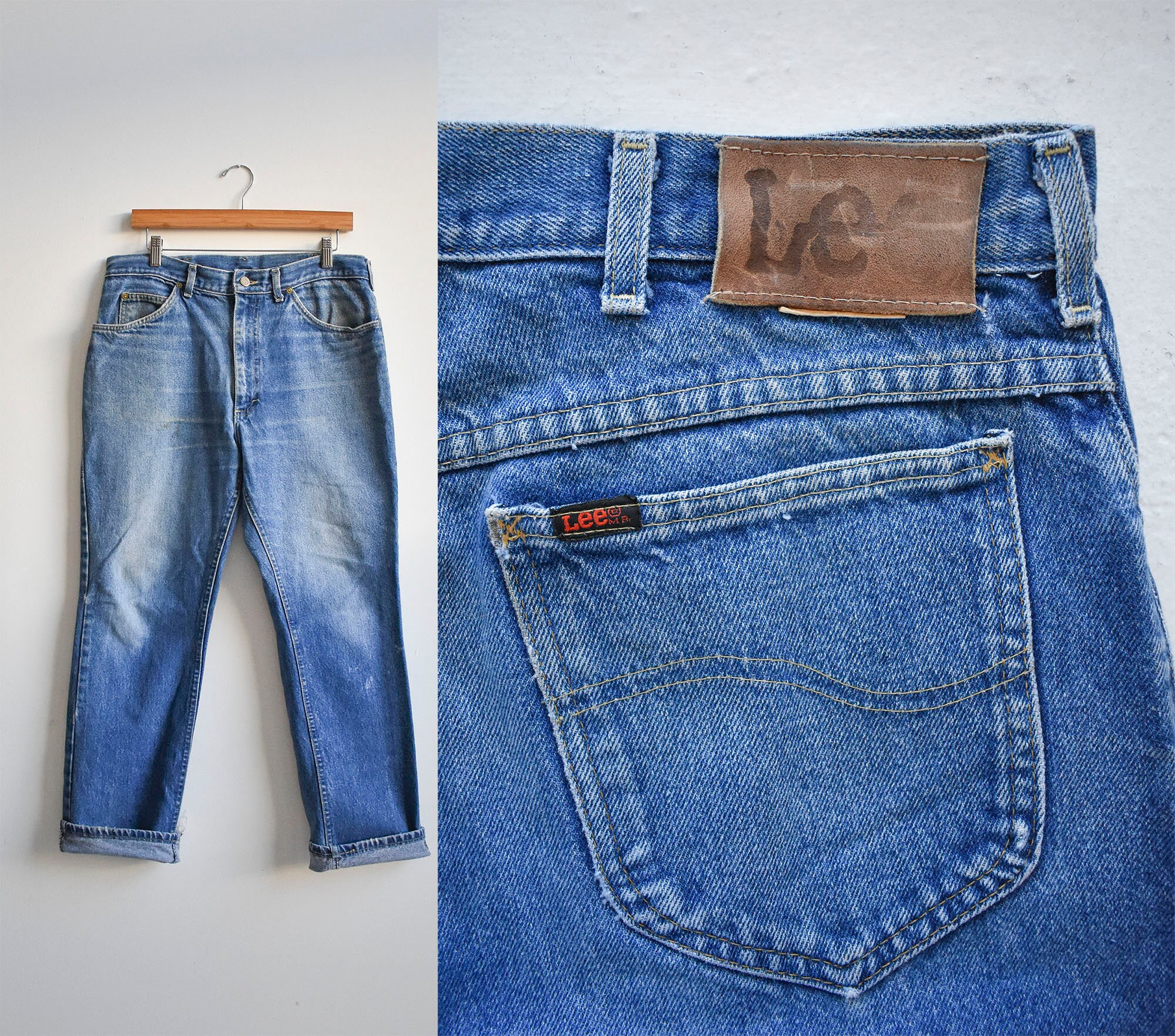 Vintage Broken in Lee Blue Jeans 36x30 