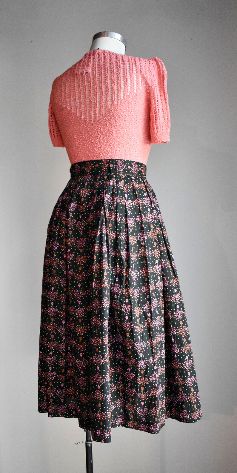 1950s Black Cotton Skirt image 7