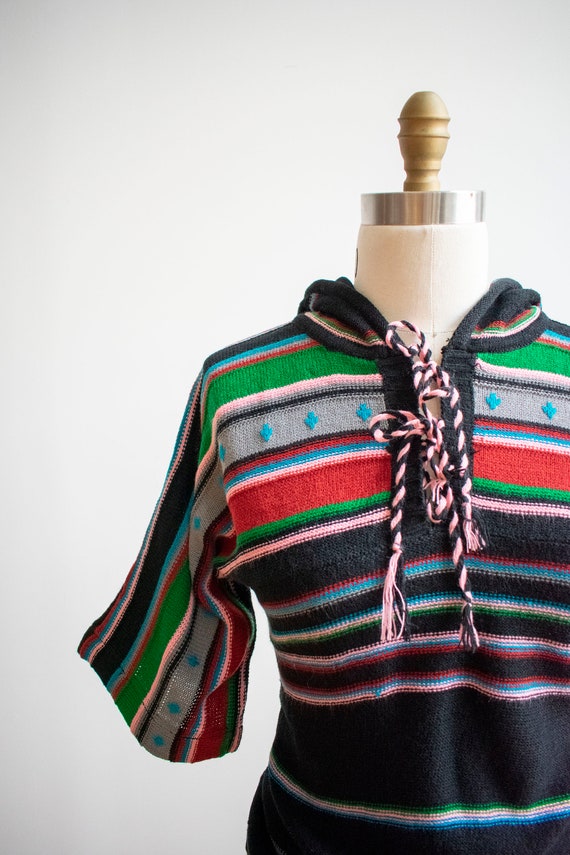 Black 70s Hooded Sweatshirt / Vintage Knit Hooded… - image 7