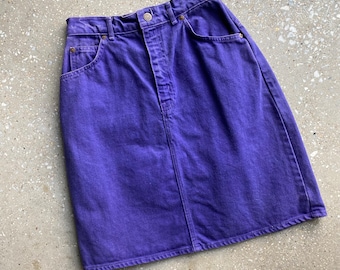 Vintage 80s Denim Skirt / Purple Denim Skirt / Purple Jean Skirt / Purple Denim Skirt Small