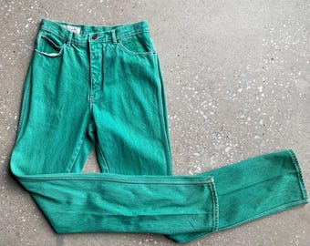 Vintage 1980s Green Jeans / Vintage Green Jeans Small Medium / Vintage Gloria Vanderbilt Jeans / Vintage Green Denim Jeans 28 Waist