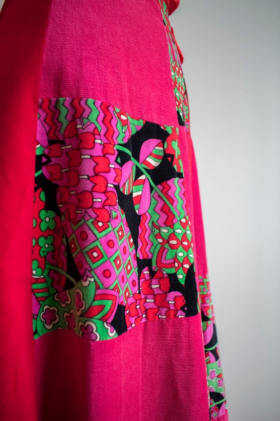 Vintage 1970s Maxi Skirt / Bright Pink Velour Ski… - image 6