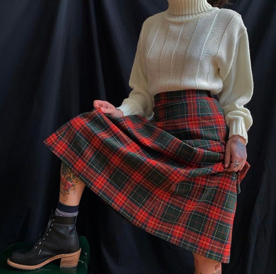 Vintage Red Plaid Maxi Skirt