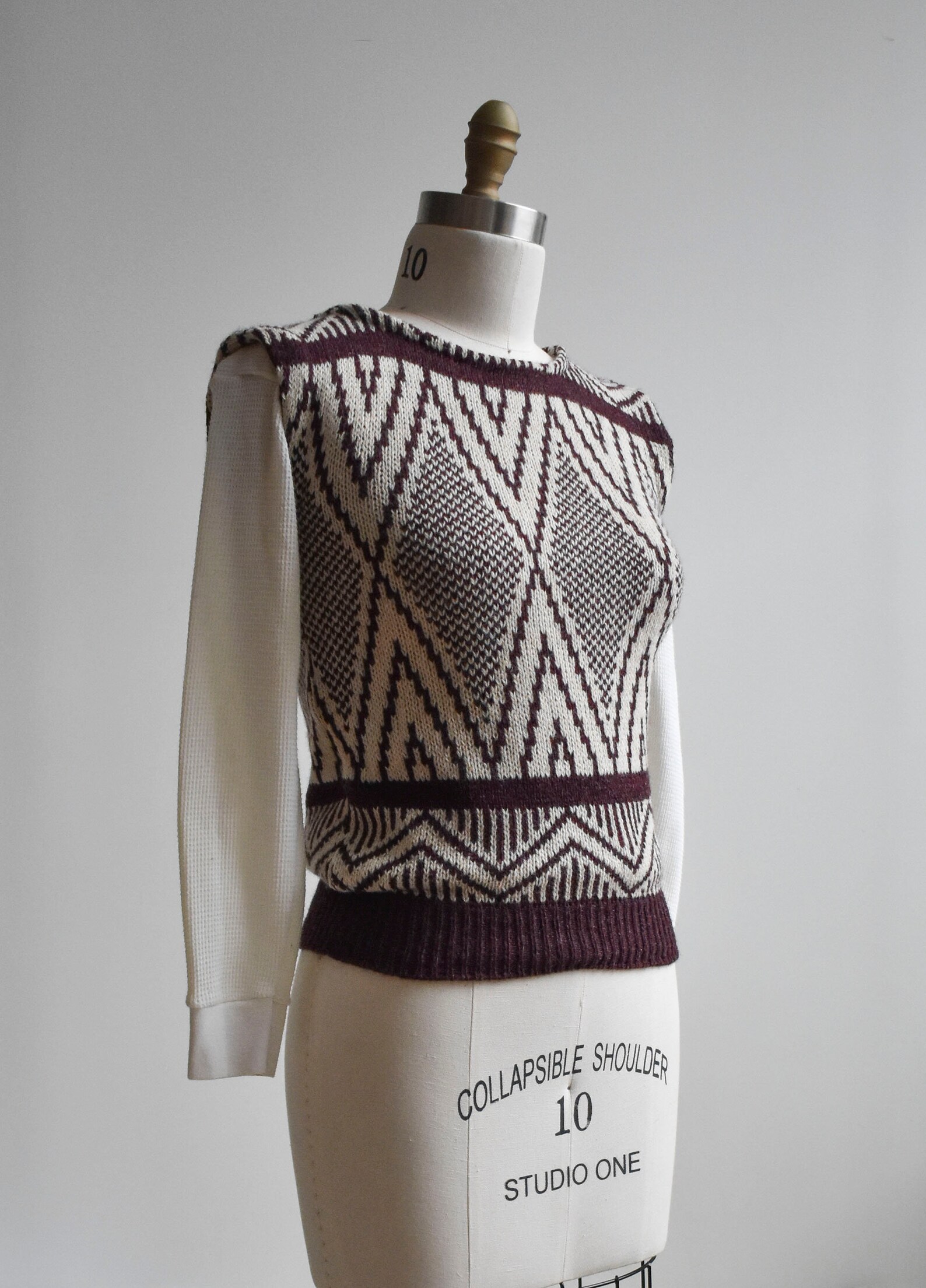 Vintage Maroon Knit Sweater Vest Etsy