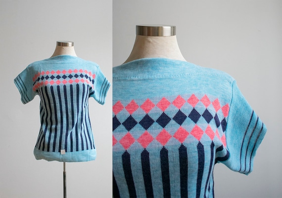 Vintage 1960s Knit Sweater / Vintage Knit Tshirt /