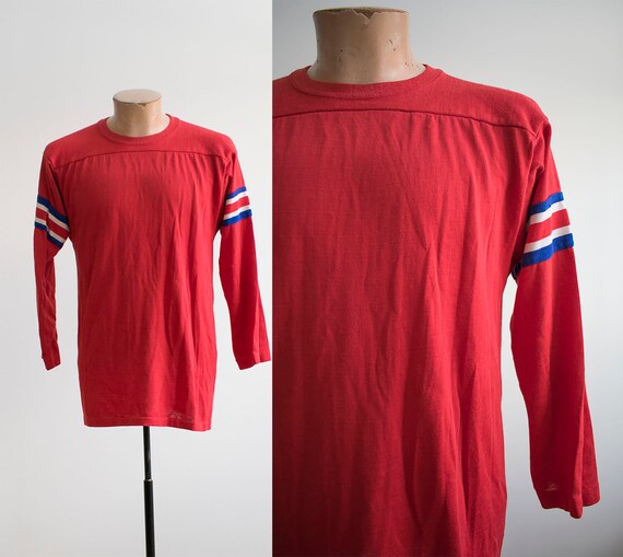 red long sleeve athletic shirt