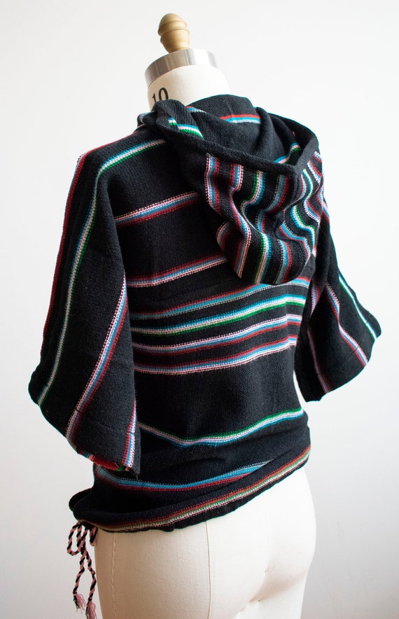 Black 70s Hooded Sweatshirt / Vintage Knit Hooded… - image 9