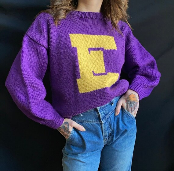 1960s Purple Cheer Sweater