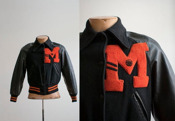 1960s Womens Wool Letterman Jacket / High School V