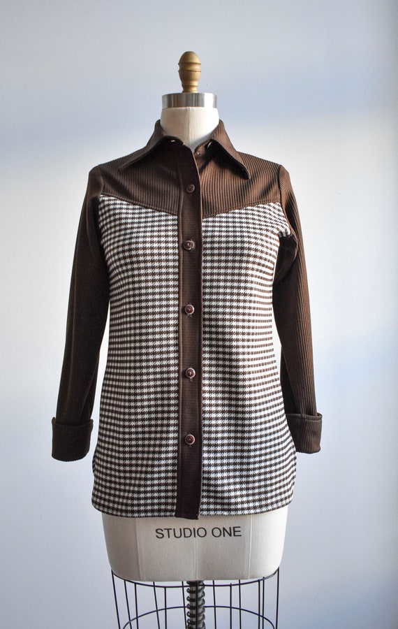 1970s Western Houndstooth Western Blouse - image 2