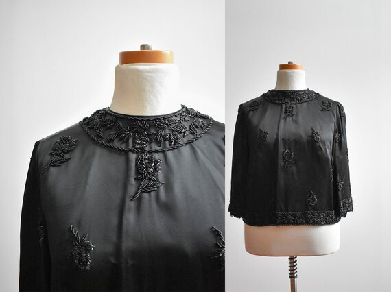 1950s Black Beaded Blouse