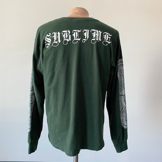 Vintage Longsleeve 90s Sublime Tee / Green Longsl… - image 6