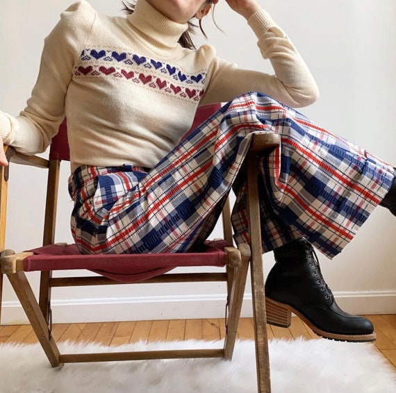 1970s Plaid Wide Leg Trousers