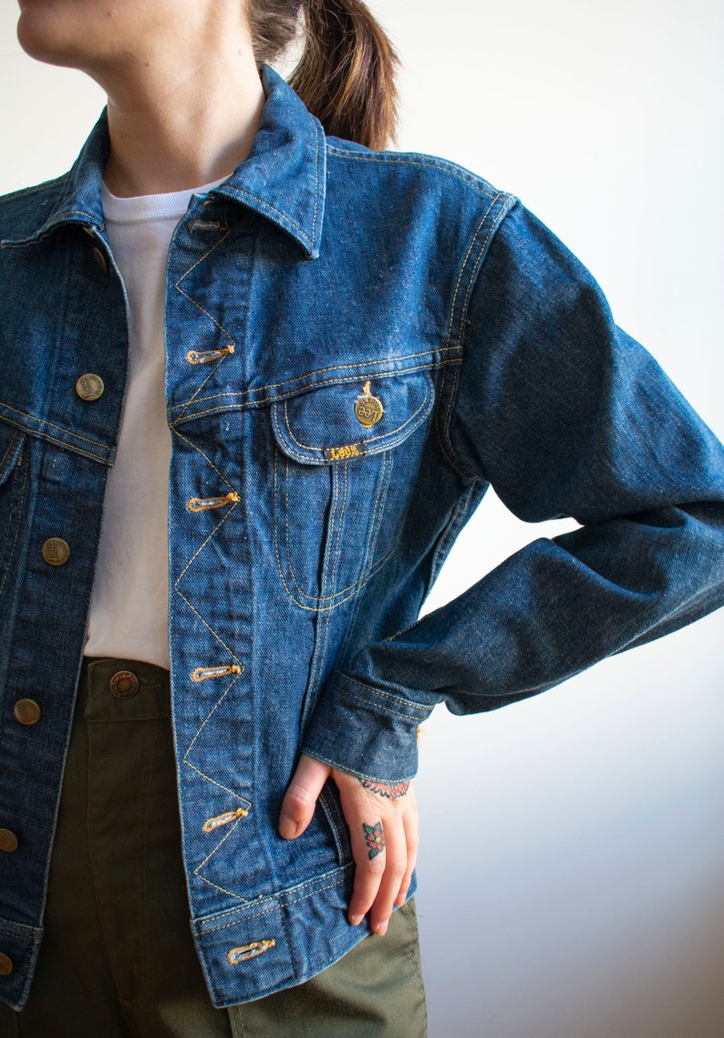 Vintage Lee Jean Jacket / Vintage Dark Denim Jean Jacket / Vintage Lee Riders Jacket / Vintage Jean Jacket Small / Classic Vintage Denim image 8