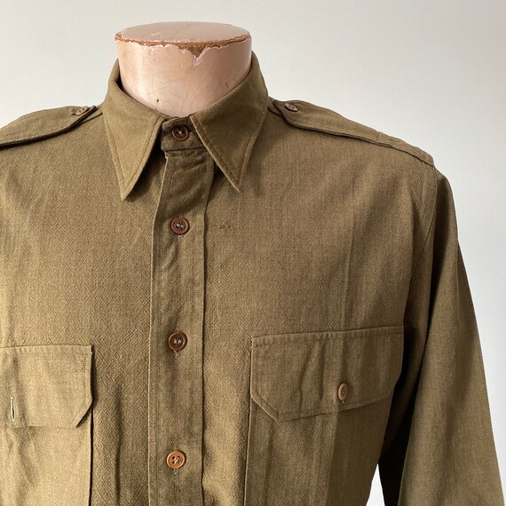 1940s Vintage Military Shirt / Vintage Wool Unifo… - image 2