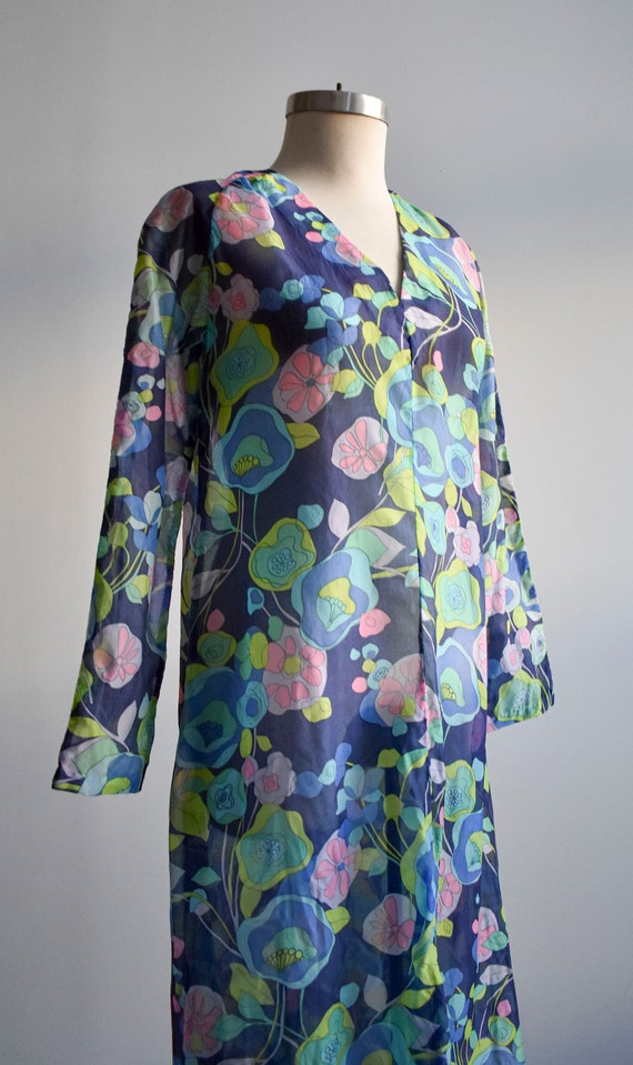 60s Handmade Psychedelic Print Maxi Dress - image 4